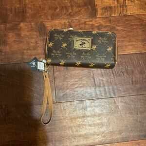 NWT Beverly Hills Polo Club Faux Leather 4 Compartment Wristlet